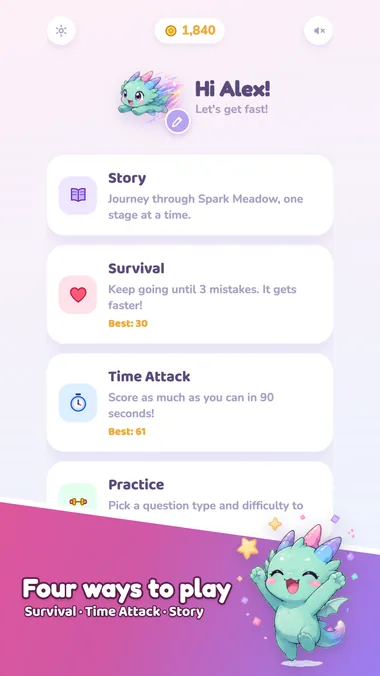 Bolt's Adventures mode menu — Story, Survival, Time Attack, Practice