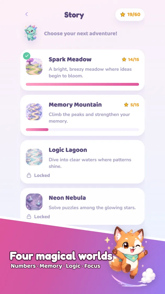 Story mode — choosing a world